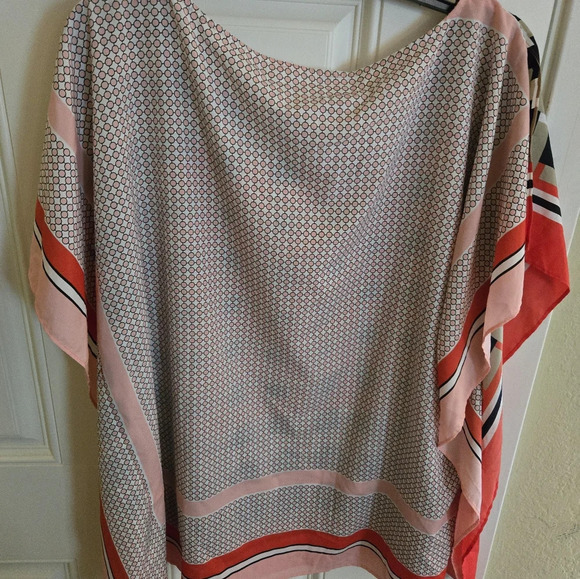 Michael Kors Kimono Style Red Geometric Print Blouse EUC L/XL - Picture 6 of 6